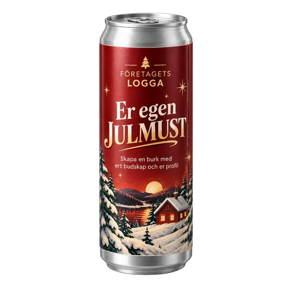 Julmustburk 33 cl med företagets egen etikett