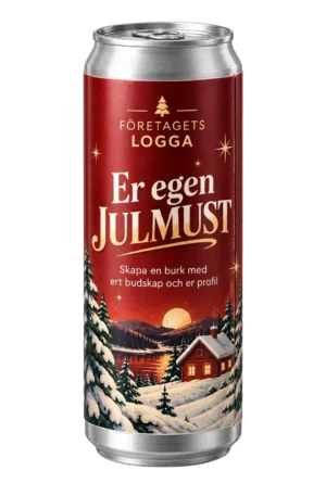 Julmustburk 33 cl med företagets egen etikett